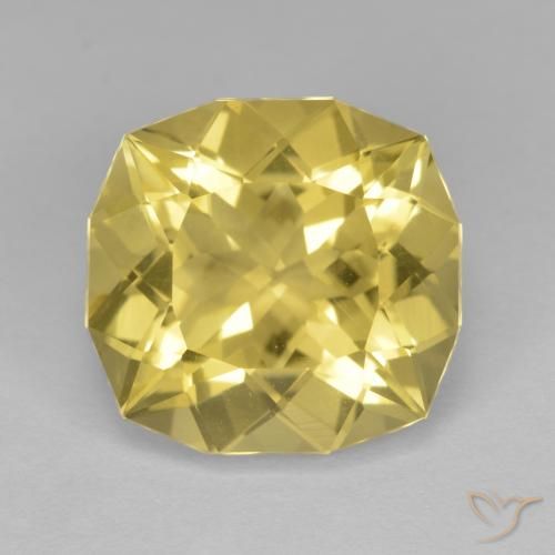 8.35ct 天然 薄いゴールデンイエロー 石英, クッション, VS