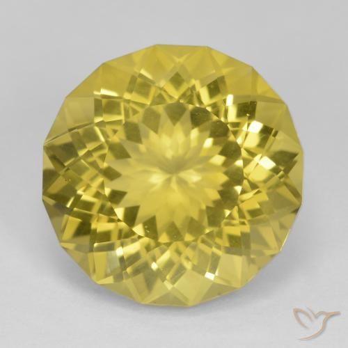 17.24ct 天然 ミディアム薄いイエロー 石英, ラウンド, VS