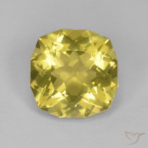 6.40ct 天然 薄いイエロー 石英, クッション, VS