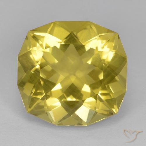 15.14ct 天然 ミディアムイエロー 石英, クッション, VS