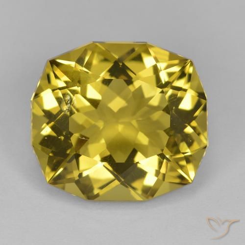 10.54ct 天然 ディジョンイエロー 石英, クッション, VS