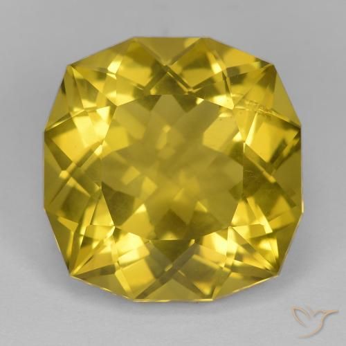 16.34ct 天然 薄いハニーイエロー 石英, クッション, VS