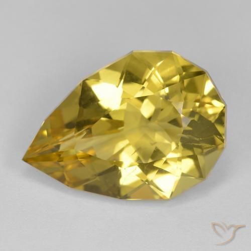 10.59ct 天然 黄色がかったゴールド 石英, 洋梨の形, VS