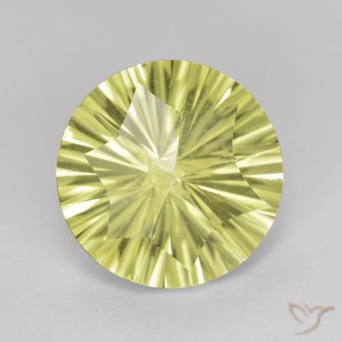 5.20ct 天然 ミディアムイエロー 石英, ラウンド, VVS-VS