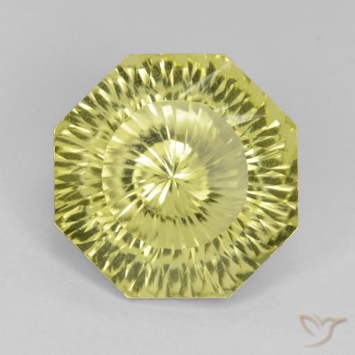 8.71ct 天然 レモンイエロー 石英, エメラルドカット, VVS