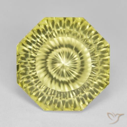 13.00ct 天然 ミディアムイエロー 石英, エメラルドカット, VVS