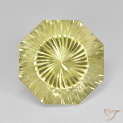 9.14ct 天然 ミディアムイエロー 石英, エメラルドカット, VVS