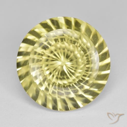 11.52ct 天然 薄いパイナップルイエロー 石英, ラウンド, VVS-VS