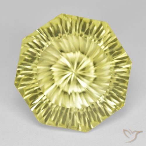 16.93ct 天然 薄いパイナップルイエロー 石英, エメラルドカット, VVS