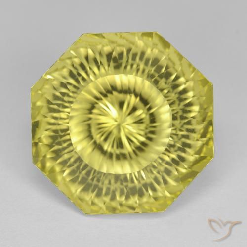 12.79ct 天然 ライトイエロー 石英, エメラルドカット, VVS