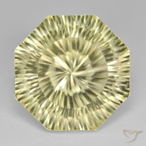 18.41ct 天然 ライトイエロー 石英, エメラルドカット, VVS