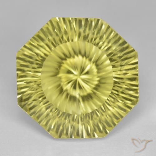 19.09ct 天然 ライトイエロー 石英, エメラルドカット, VVS
