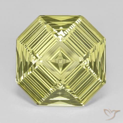 13.24ct 天然 ライトイエロー 石英, エメラルドカット, VVS