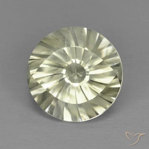 5.61ct 天然 ライトグリーンがかったイエロー 石英, ラウンド, VVS