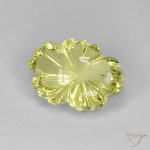 6.38ct 天然 レモンイエロー 石英, フラワーカット, 透明