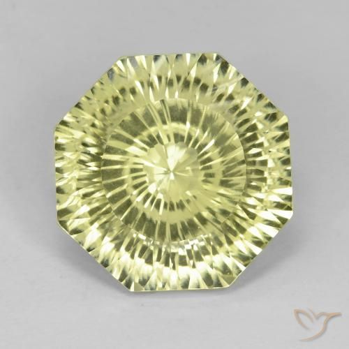 8.93ct 天然 ライトイエロー 石英, エメラルドカット, VVS
