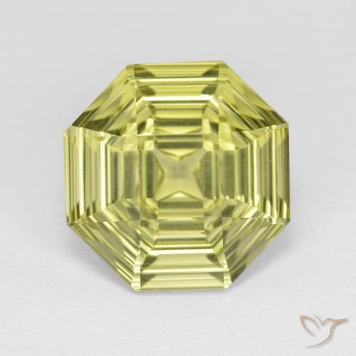 5.36ct 天然 ミディアムイエロー 石英, エメラルドカット, VVS