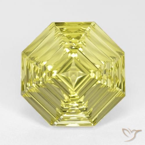 14.53ct 天然 ミディアムイエロー 石英, エメラルドカット, VVS