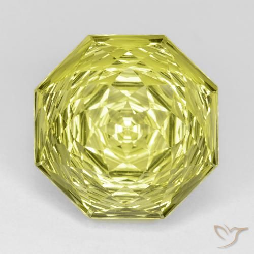 14.88ct 天然 レモンイエロー 石英, エメラルドカット, VVS