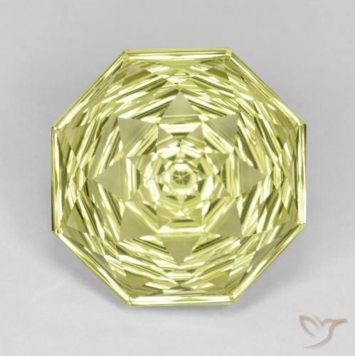 13.37ct 天然 レモンイエロー 石英, エメラルドカット, VVS