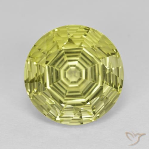 6.23ct 天然 レモンイエロー 石英, ラウンド, VVS