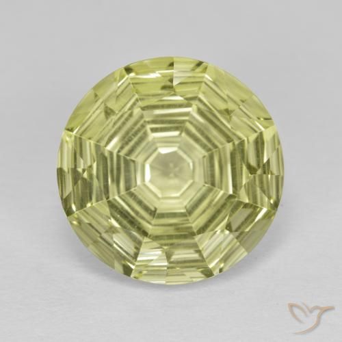 5.64ct 天然 ミディアムイエロー 石英, ラウンド, VVS