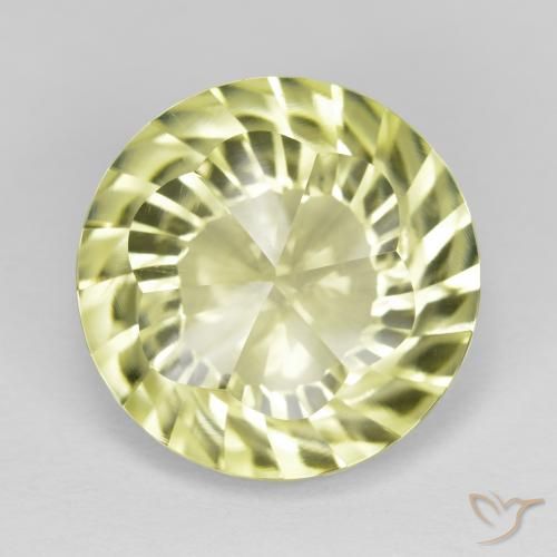 9.88ct 天然 緑ががかったイエロー 石英, ラウンド, VVS