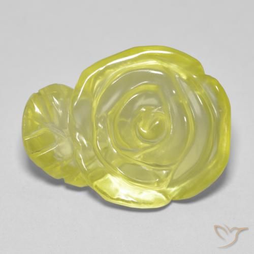 15.20ct 天然 レモンイエロー 石英, フラワーカット, 透明