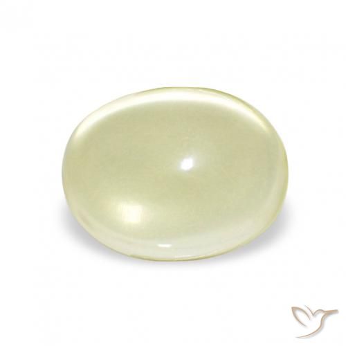 5.31ct 薄いクリームイエロー 石英, 楕円形, 透明