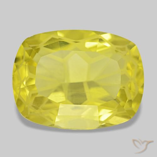 11.85カラットの天然Medium Light-Yellowクォーツ（17.6×13.4 mm・クッションカット）