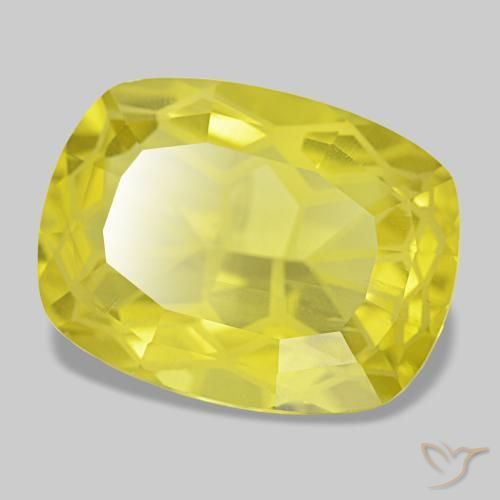 11.85カラットの天然Medium Light-Yellowクォーツ（17.6×13.4 mm・クッションカット）