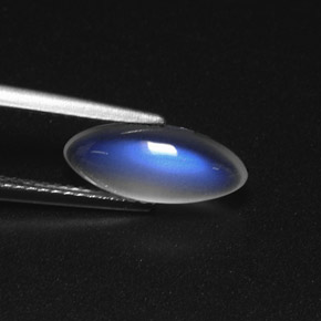 1.72カラットの天然ブルーホワイトレインボームーンストーン、透明、透明/半透明