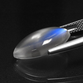 6.99カラットの天然ブルーホワイトレインボームーンストーン、透明、透明/半透明