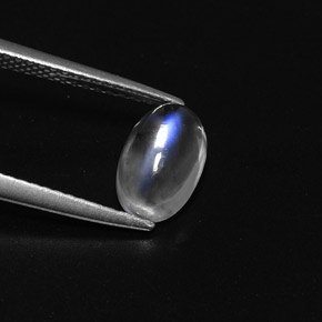 1.50カラットの天然ブルー＆ホワイトレインボームーンストーン（9.3×5.8 mm・オーバルカット）