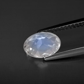 1.13カラットの天然ブルーホワイトレインボームーンストーン、オーバルカット、VS