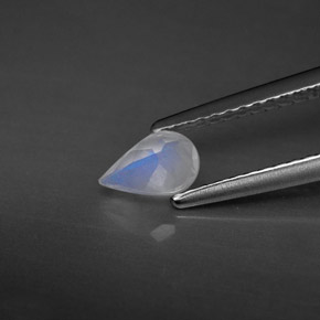 0.36カラットの天然ブルー＆ホワイトレインボームーンストーン、透明、透明/半透明