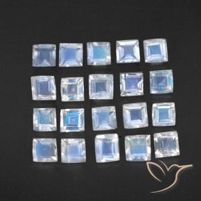 2.32ctw 天然 青みがかったホワイト レインボームーンストーン, 四角形, 透明
