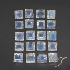 2.65ctw 天然 青みがかったホワイト レインボームーンストーン, 四角形, 透明
