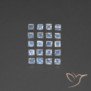 2.86ctw 天然 青みがかったホワイト レインボームーンストーン, 四角形, 透明/半透明