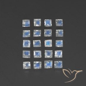 Shop natural 3.45ct 青みがかったホワイト レインボームーンストーン gems, 四角形, from インド at GemSelect. In stock, global shipping!