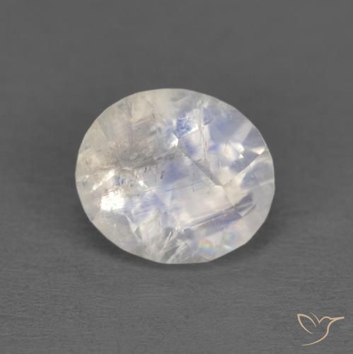 1.21ct 天然 青みがかったホワイト レインボームーンストーン, 楕円形, 透明