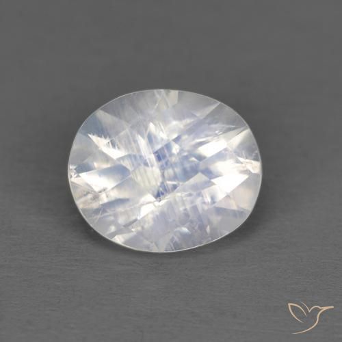 1.02ct 天然 青みがかったホワイト レインボームーンストーン, 楕円形, 透明