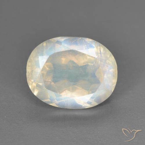 2.81ct 天然 青みがかったホワイト レインボームーンストーン, 楕円形, 透明