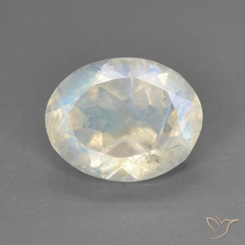 2.42ct 天然 青みがかったホワイト レインボームーンストーン, 楕円形, 透明