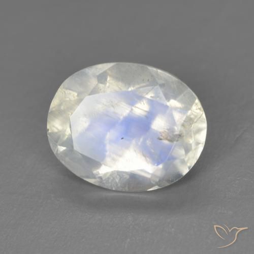 2.71ct 天然 青みがかったホワイト レインボームーンストーン, 楕円形, 透明
