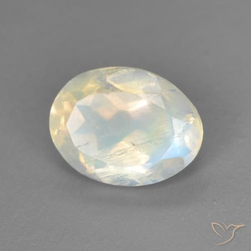 1.74ct 天然 青みがかったホワイト レインボームーンストーン, 楕円形, 透明