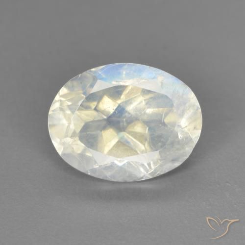 1.92ct 天然 青みがかったホワイト レインボームーンストーン, 楕円形, 透明