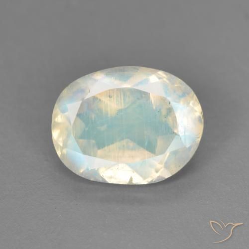 1.64ct 天然 青みがかったホワイト レインボームーンストーン, 楕円形, 透明