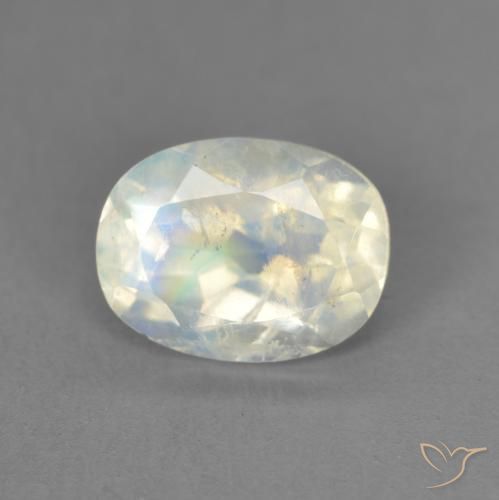 1.47ct 天然 青みがかったホワイト レインボームーンストーン, 楕円形, 透明