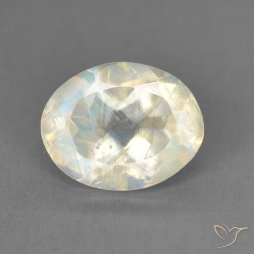 1.91ct 天然 青みがかったホワイト レインボームーンストーン, 楕円形, 透明
